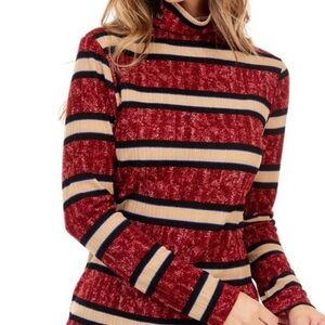 Striped Red and Tan Women's Sweater